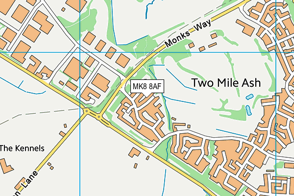 MK8 8AF map - OS VectorMap District (Ordnance Survey)