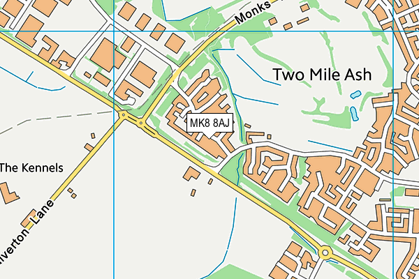 MK8 8AJ map - OS VectorMap District (Ordnance Survey)
