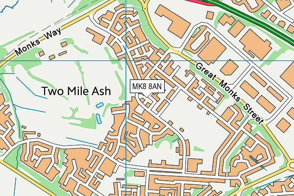 MK8 8AN map - OS VectorMap District (Ordnance Survey)