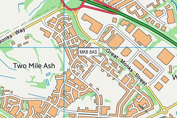 MK8 8AS map - OS VectorMap District (Ordnance Survey)