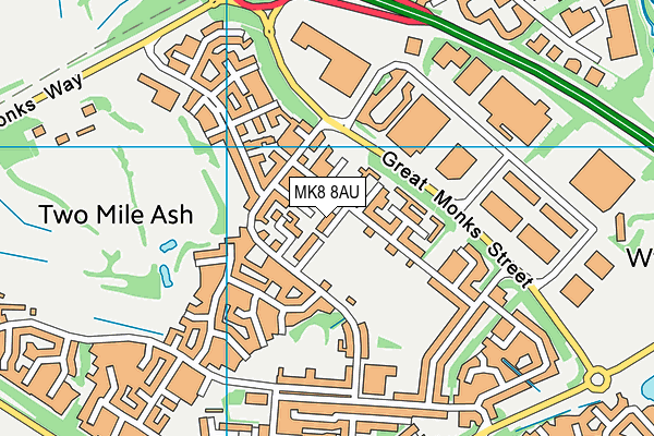 MK8 8AU map - OS VectorMap District (Ordnance Survey)