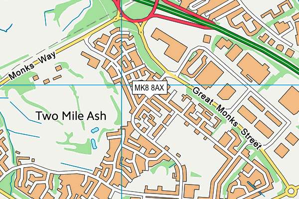 MK8 8AX map - OS VectorMap District (Ordnance Survey)