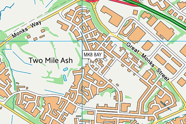 MK8 8AY map - OS VectorMap District (Ordnance Survey)