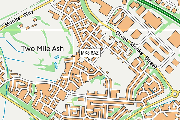 MK8 8AZ map - OS VectorMap District (Ordnance Survey)