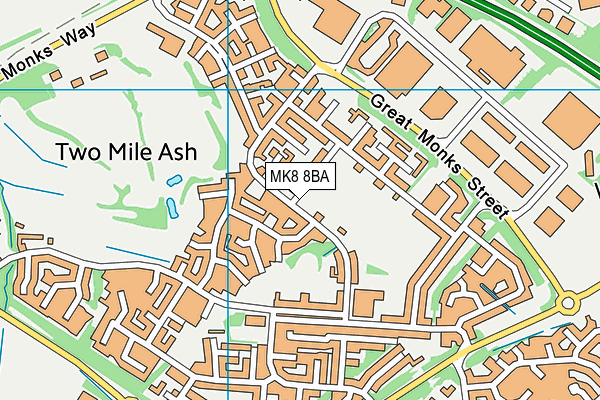 MK8 8BA map - OS VectorMap District (Ordnance Survey)