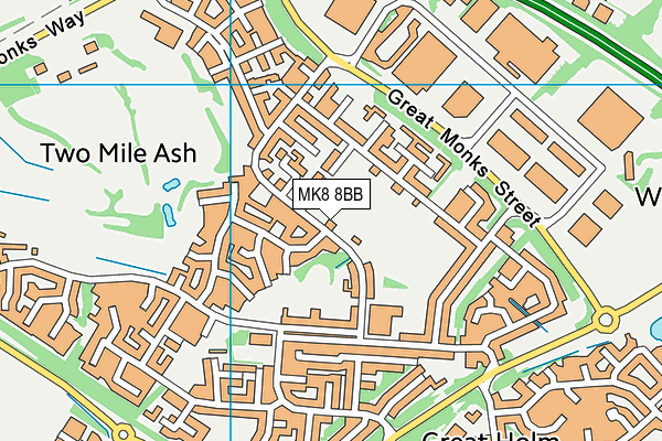 MK8 8BB map - OS VectorMap District (Ordnance Survey)