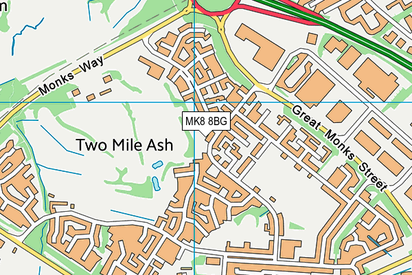 MK8 8BG map - OS VectorMap District (Ordnance Survey)