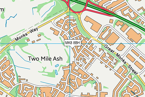 MK8 8BH map - OS VectorMap District (Ordnance Survey)