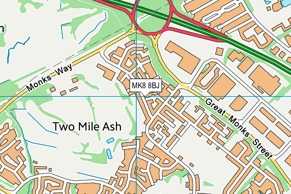 MK8 8BJ map - OS VectorMap District (Ordnance Survey)