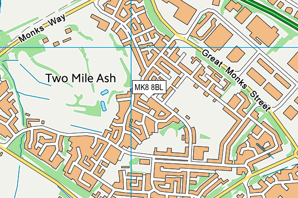 MK8 8BL map - OS VectorMap District (Ordnance Survey)