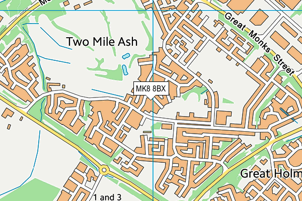 MK8 8BX map - OS VectorMap District (Ordnance Survey)