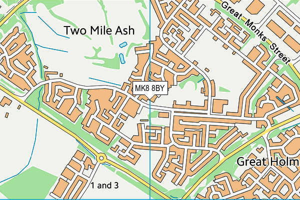 MK8 8BY map - OS VectorMap District (Ordnance Survey)