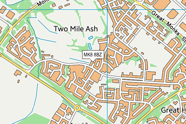 MK8 8BZ map - OS VectorMap District (Ordnance Survey)