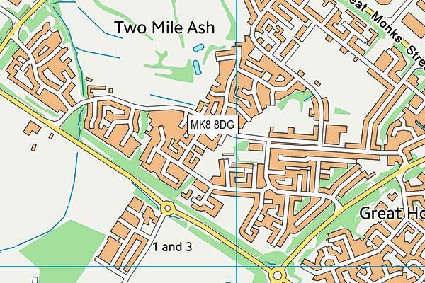 MK8 8DG map - OS VectorMap District (Ordnance Survey)