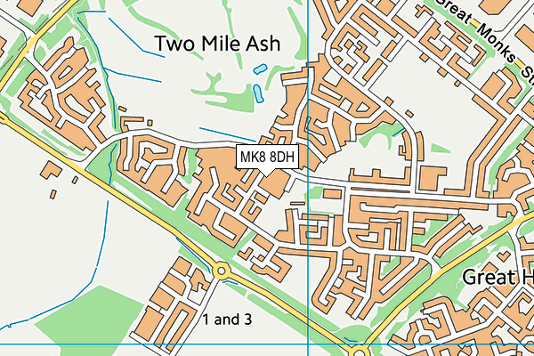 MK8 8DH map - OS VectorMap District (Ordnance Survey)