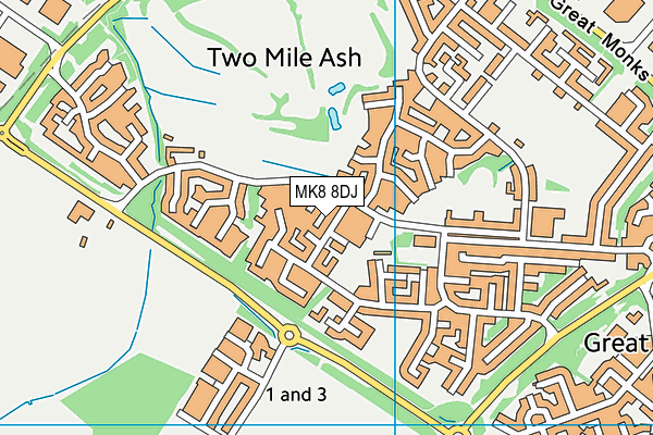 MK8 8DJ map - OS VectorMap District (Ordnance Survey)