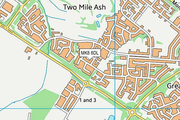 MK8 8DL map - OS VectorMap District (Ordnance Survey)