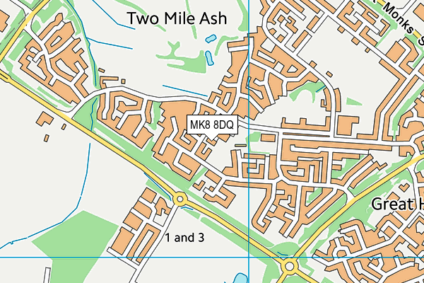 MK8 8DQ map - OS VectorMap District (Ordnance Survey)