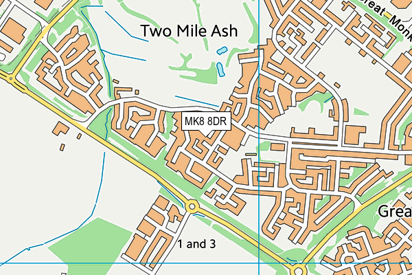 MK8 8DR map - OS VectorMap District (Ordnance Survey)