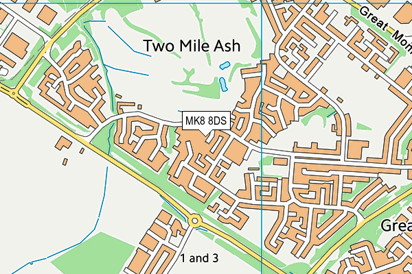 MK8 8DS map - OS VectorMap District (Ordnance Survey)