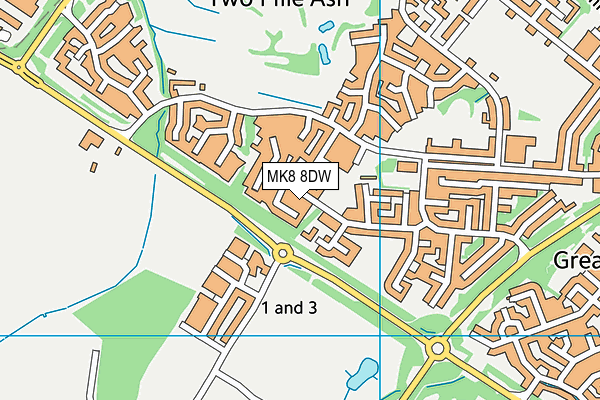 MK8 8DW map - OS VectorMap District (Ordnance Survey)