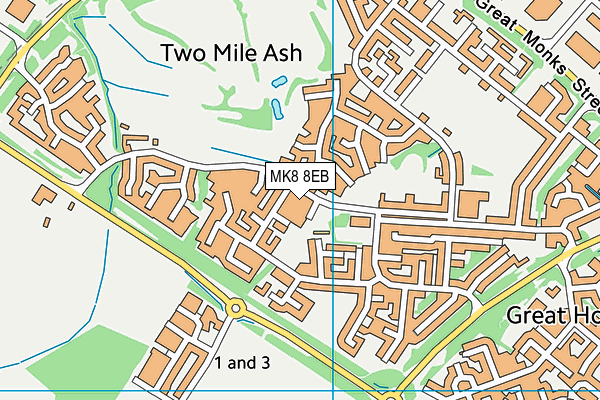 MK8 8EB map - OS VectorMap District (Ordnance Survey)