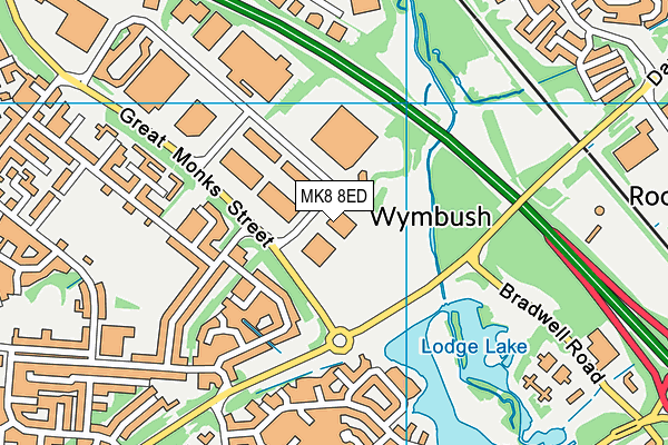 MK8 8ED map - OS VectorMap District (Ordnance Survey)