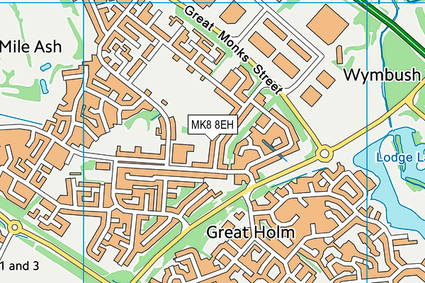 MK8 8EH map - OS VectorMap District (Ordnance Survey)