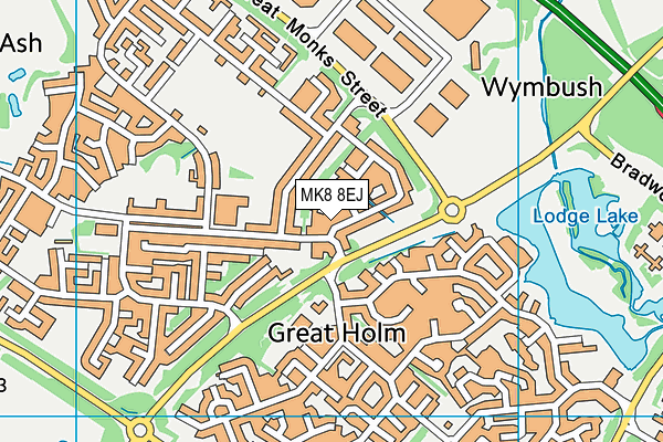 MK8 8EJ map - OS VectorMap District (Ordnance Survey)