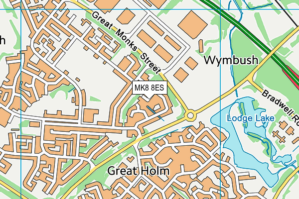 MK8 8ES map - OS VectorMap District (Ordnance Survey)