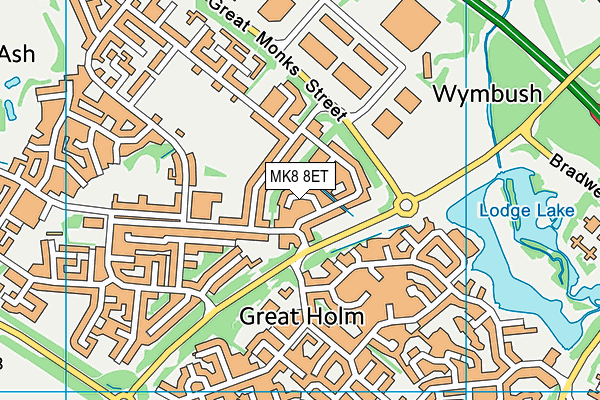 MK8 8ET map - OS VectorMap District (Ordnance Survey)