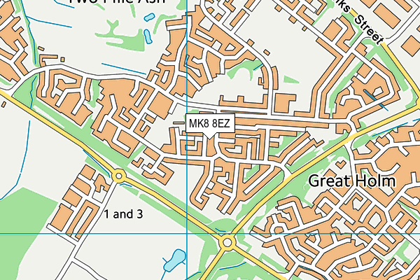 MK8 8EZ map - OS VectorMap District (Ordnance Survey)