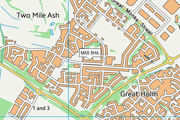 MK8 8HA map - OS VectorMap District (Ordnance Survey)