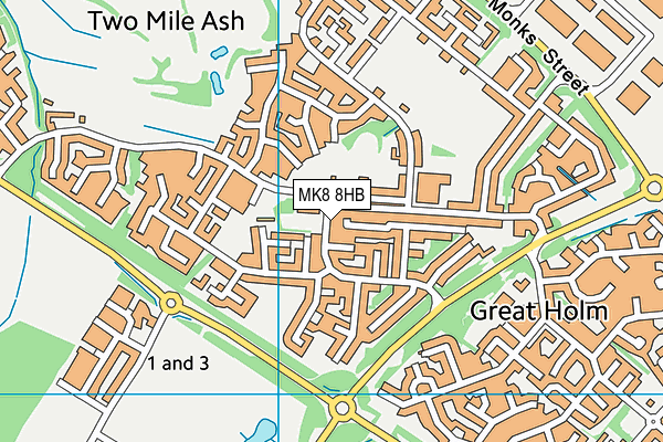 MK8 8HB map - OS VectorMap District (Ordnance Survey)