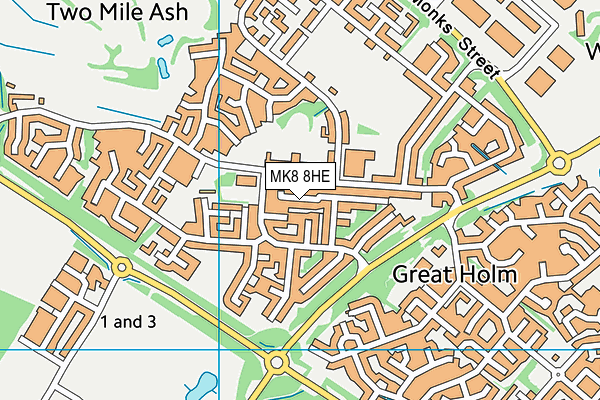 MK8 8HE map - OS VectorMap District (Ordnance Survey)