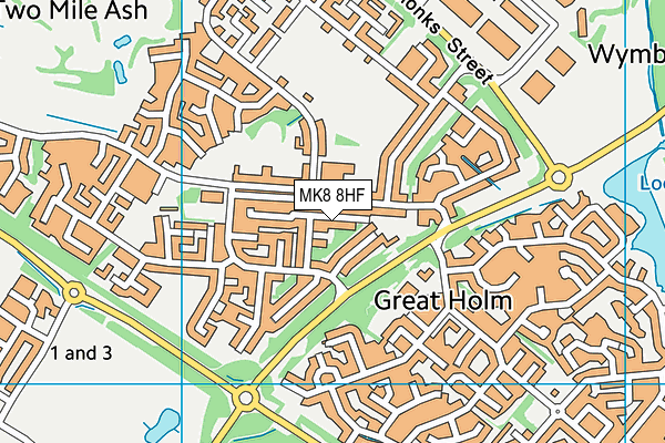 MK8 8HF map - OS VectorMap District (Ordnance Survey)