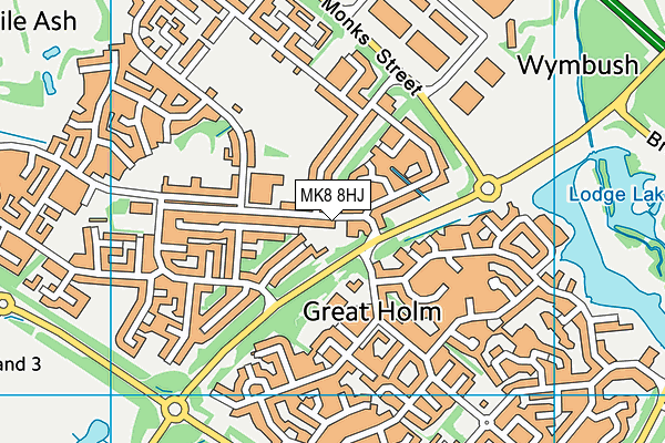 MK8 8HJ map - OS VectorMap District (Ordnance Survey)