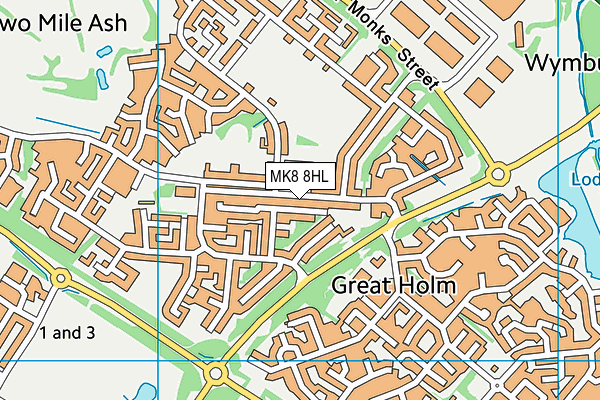 MK8 8HL map - OS VectorMap District (Ordnance Survey)