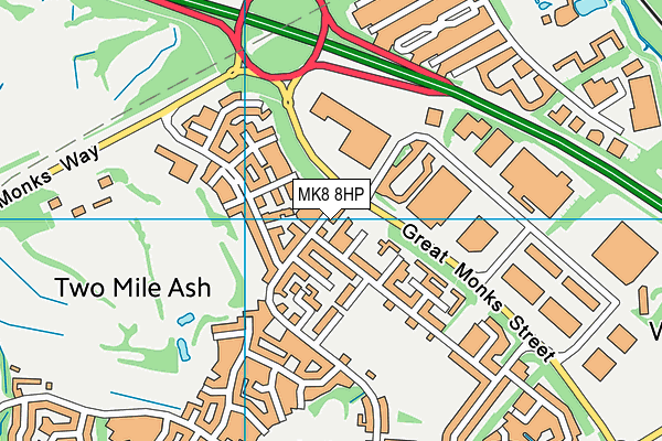 MK8 8HP map - OS VectorMap District (Ordnance Survey)