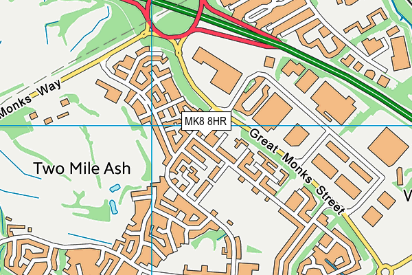 MK8 8HR map - OS VectorMap District (Ordnance Survey)