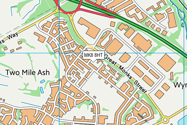 MK8 8HT map - OS VectorMap District (Ordnance Survey)