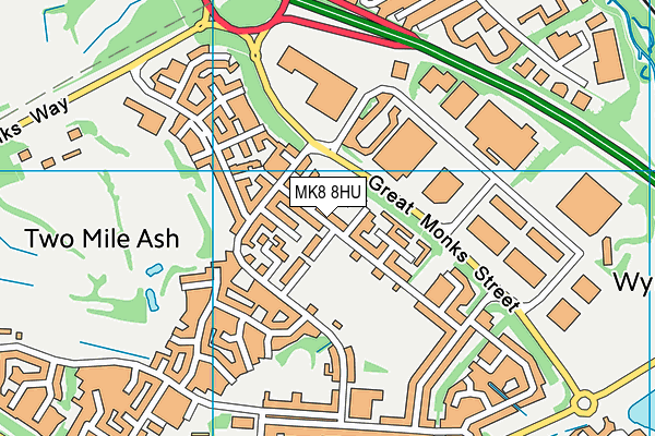 MK8 8HU map - OS VectorMap District (Ordnance Survey)