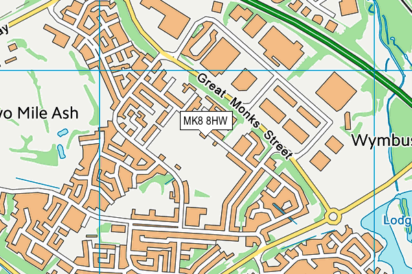 MK8 8HW map - OS VectorMap District (Ordnance Survey)