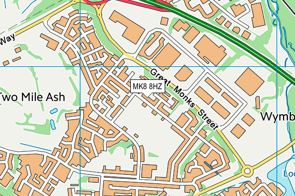 MK8 8HZ map - OS VectorMap District (Ordnance Survey)