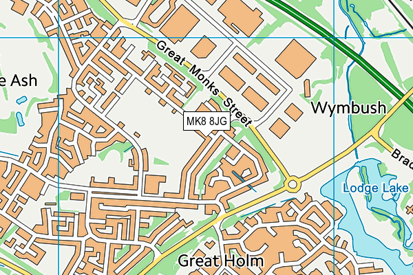 MK8 8JG map - OS VectorMap District (Ordnance Survey)