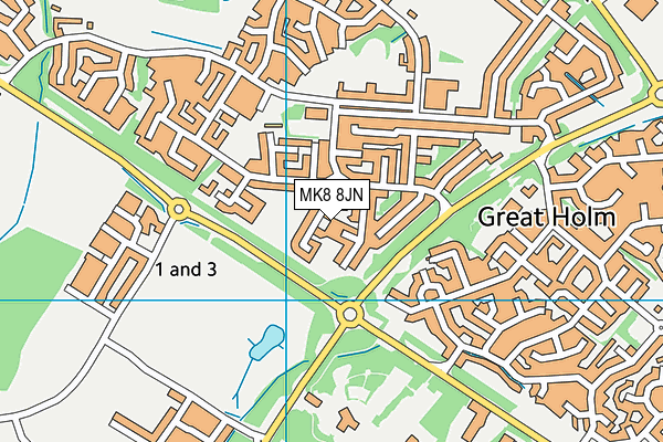 MK8 8JN map - OS VectorMap District (Ordnance Survey)