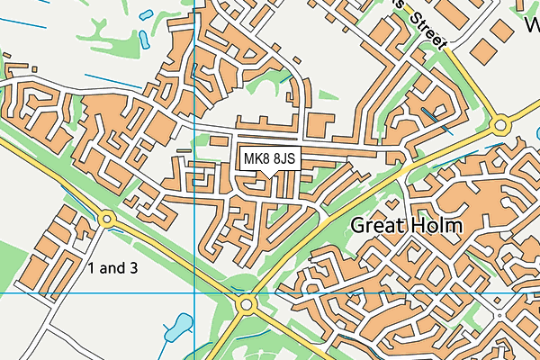 MK8 8JS map - OS VectorMap District (Ordnance Survey)