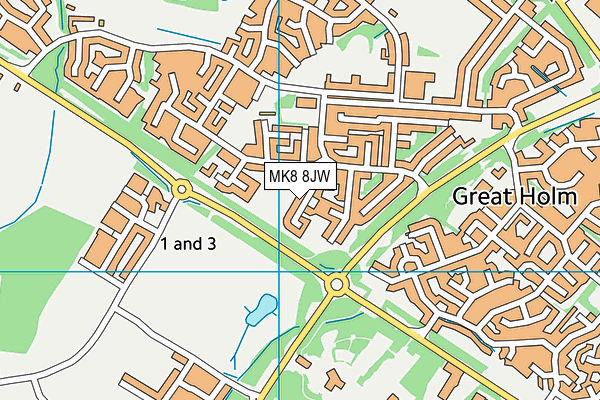 MK8 8JW map - OS VectorMap District (Ordnance Survey)