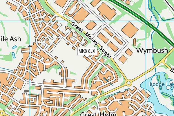 MK8 8JX map - OS VectorMap District (Ordnance Survey)