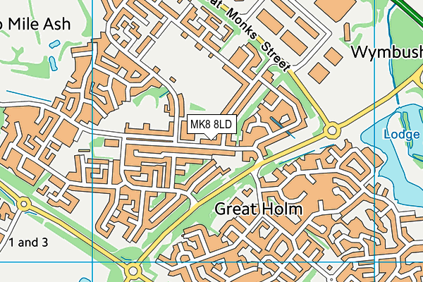 MK8 8LD map - OS VectorMap District (Ordnance Survey)